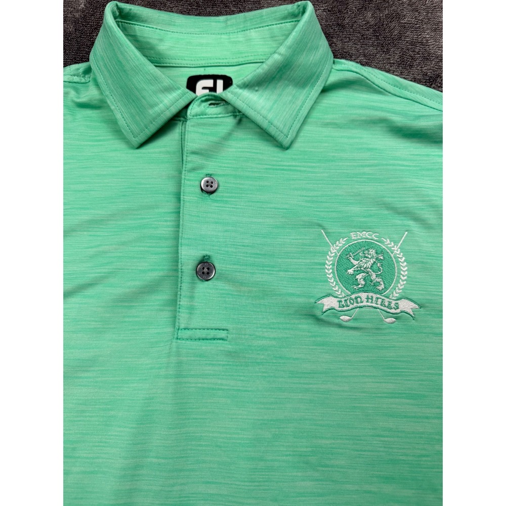 FootJoy Mens Golf Polo Shirt Medium Green Lion Hills EMCC Performance S/S